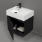 Floating Small Black Bathroom Vanity, Modern, 24